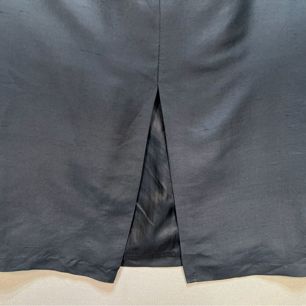 An Ren New York Womens Midi Silk Straight Pencil Skirt Small Black Back Slit - Picture 10 of 10